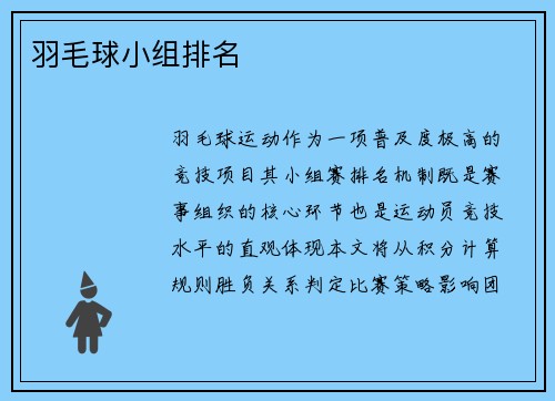 羽毛球小组排名