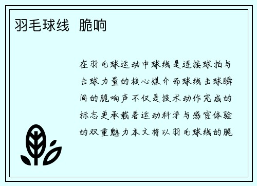 羽毛球线  脆响